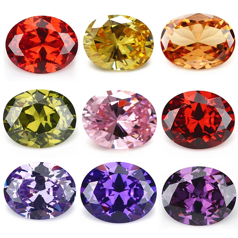 Size 2x3mm-13x18mm 5A Oval Cut Multi Various Color Cubic Zirconia Stone Loose CZ Synthetic Gems Beads For Jewelry