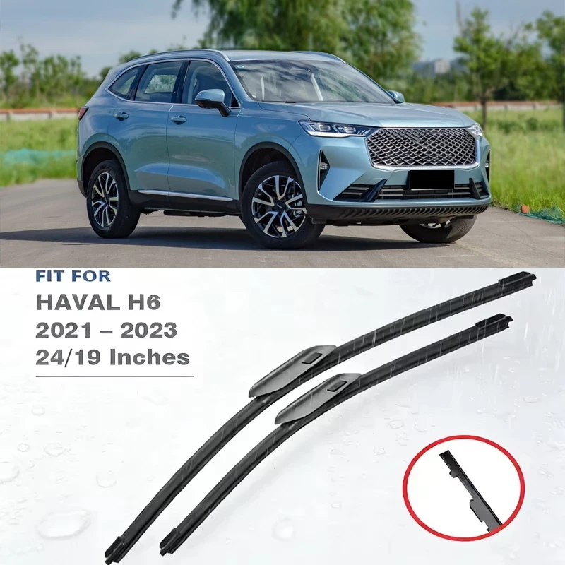 

Front Wiper Blades 24"+19" For HAVAL H6 2021 2022 2023 - Car Windshield Windscreen Auto Accessories 2PCS