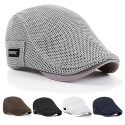 Mesh Breathable Beret Thin Section Sunscreen Sun Hat Cabbie Flat Cap Breathable Mesh Newsboy Beret Ivy Cap