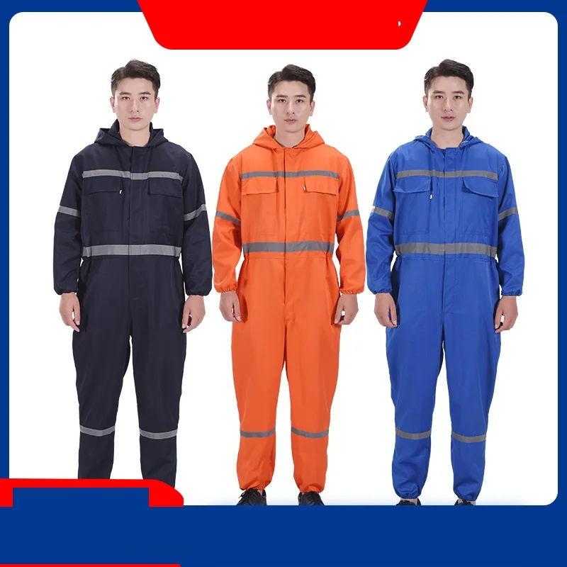 Work Overalls Auto Repair Workshop Working Coveralls Hi Vis Reflective Safety Worker Uniforms Miner Porter Jumpsuit Dust Proof