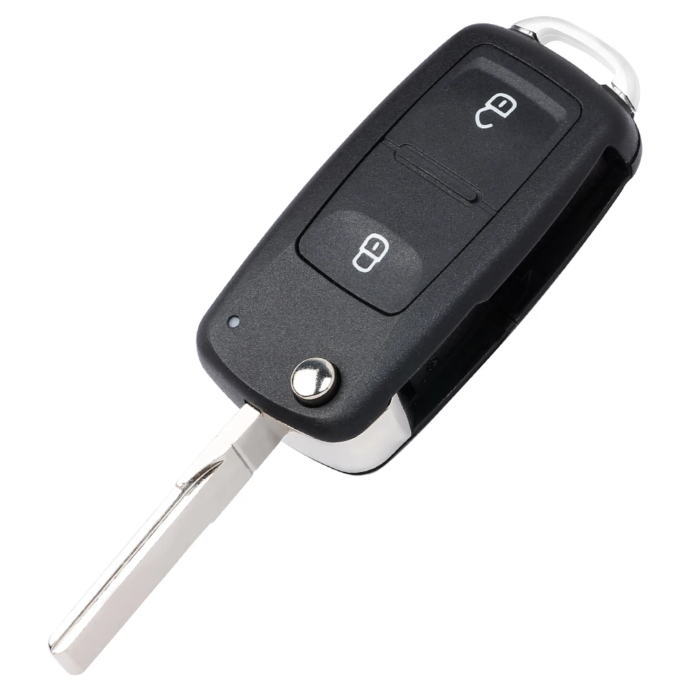 KEYECU 2B/3 Button Flip Remote Folding Key Shell Case Housing Uncut Blade Fob for VW VOLKSWAGEN Tiguan Golf Sagitar Polo MK6
