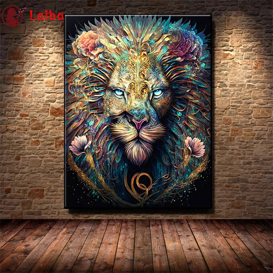 DIY Diamond Painting Dream Art Abstract Animal Lion Flower Diamond Mosaic Full Drill Square Cross Stitch Handmade Hobby