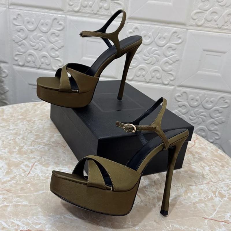 

Platform Corss Tied Sation Sandals Sexy Square Toe Thin Heel Slingback New Arrivals Fashion Women Modern Shoes