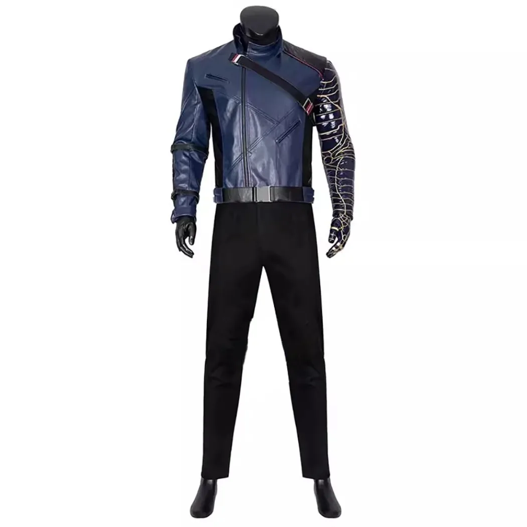 

Bucky Barnes Winter Soldier Cosplay Costume Bucky Barnes Outfit with Leather Jacket Halloween Carnival costume