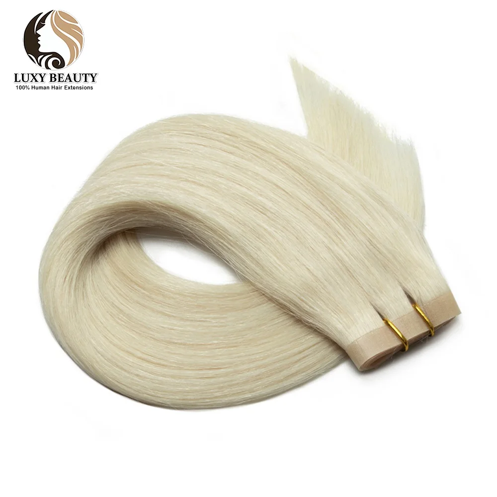 Rechte Lange PU Tape Inslag Human Hair Extensions 12 "-22" Blond Bruin PU Huid Tape in Haar Platte Inslag Naaien In MicroLinks Haar - afbeelding 1