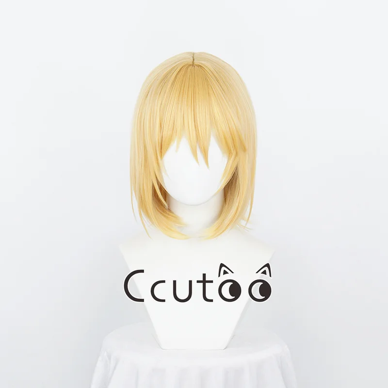 Howl's Moving Castle Wizard Howl Short Golden Heat Resistant Synthetic Hair Cosplay Howl Wig + Cap