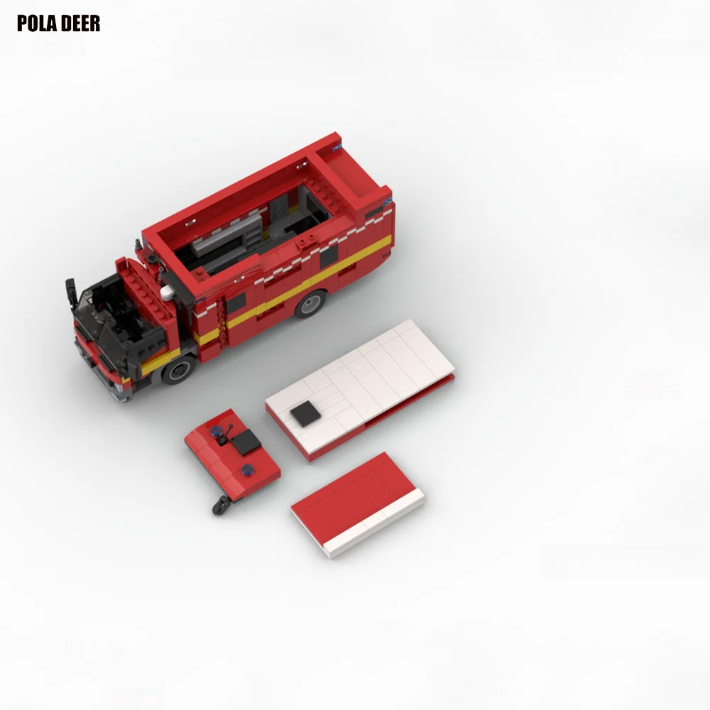 Poladeer 994 Pcs London Stadsbrandweer Commando Voertuig Creatief Ontwerp Geassembleerde Bouwstenen Model Jongen Speelgoed Kerstcadeau