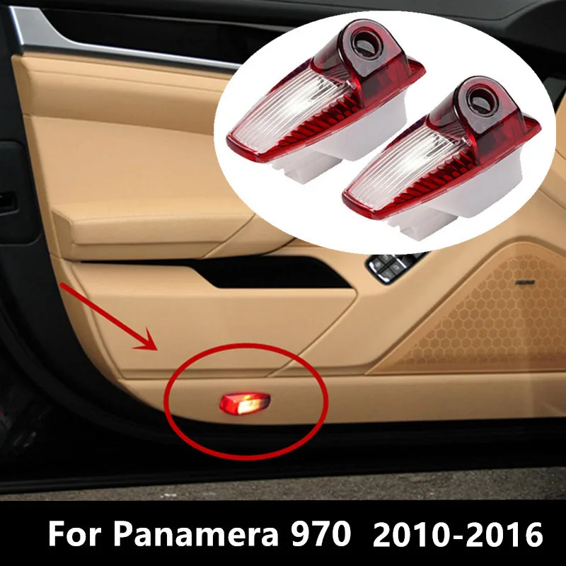 2Pcs LED Car Door Projector Lamp Ghost Shadow Welcome Lights For Porsche Panamera 970 2010 2011 2012 2013 2014-2016 Accessories