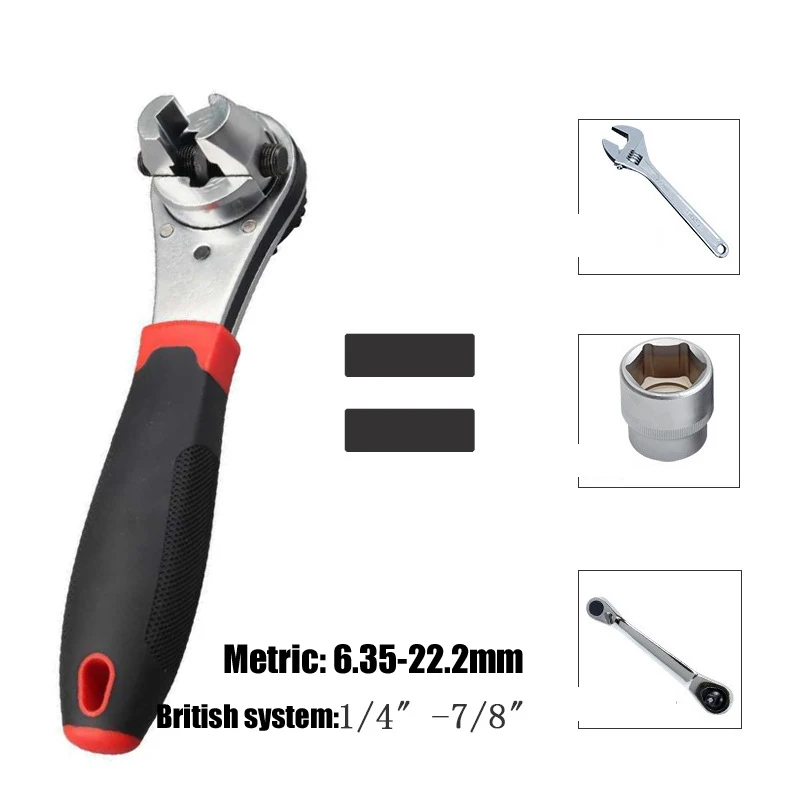 1Pc 6-22mm Torque Spanner Adjustable Ratchet Wrench With Non-Slip Handle, Plumbing Pipe Ratchet Wrench Repairing Tool 1/4-7/8 In