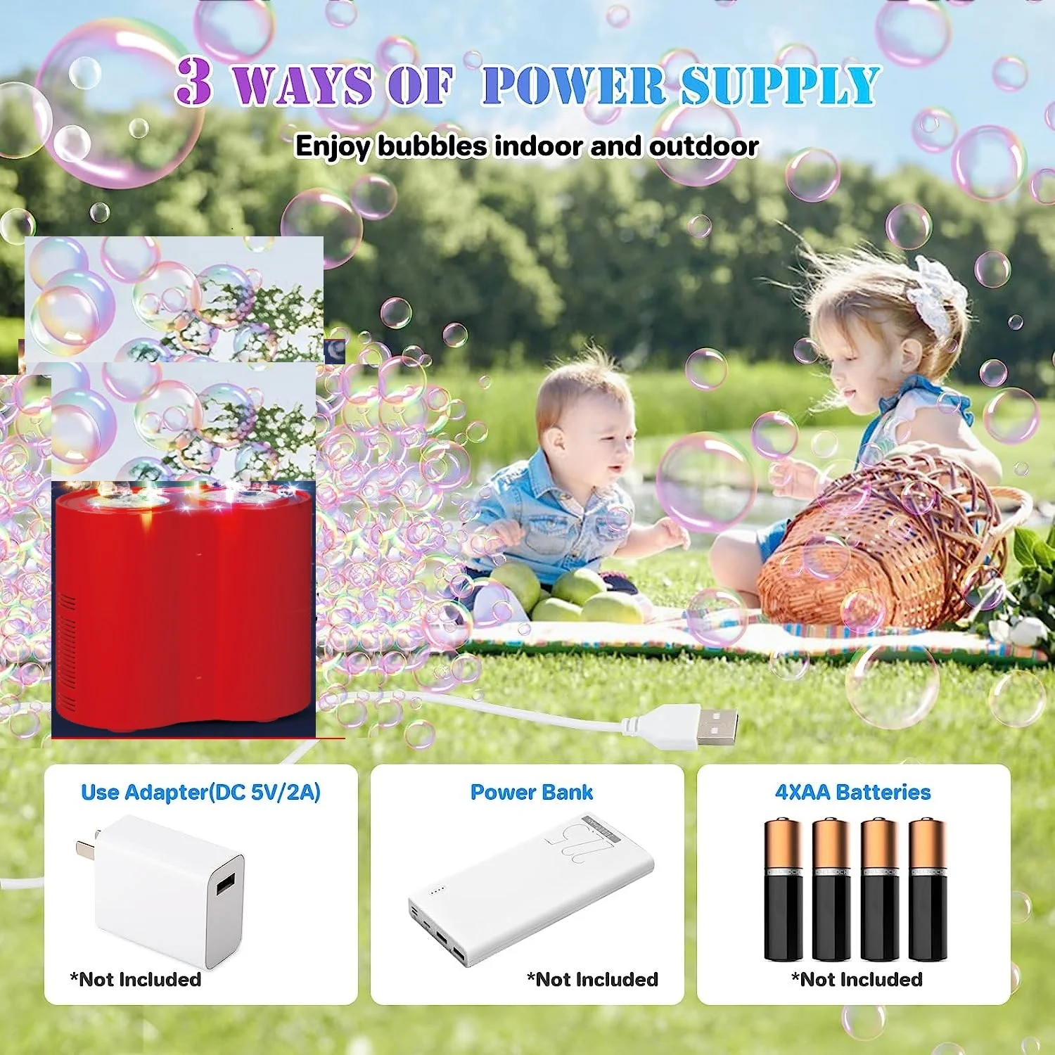 Máquina de bolhas de fogos de artifício com motor duplo, soprador no chão, pouso automático eletrônico, presente para festival de primavera, brinquedos de ano novo