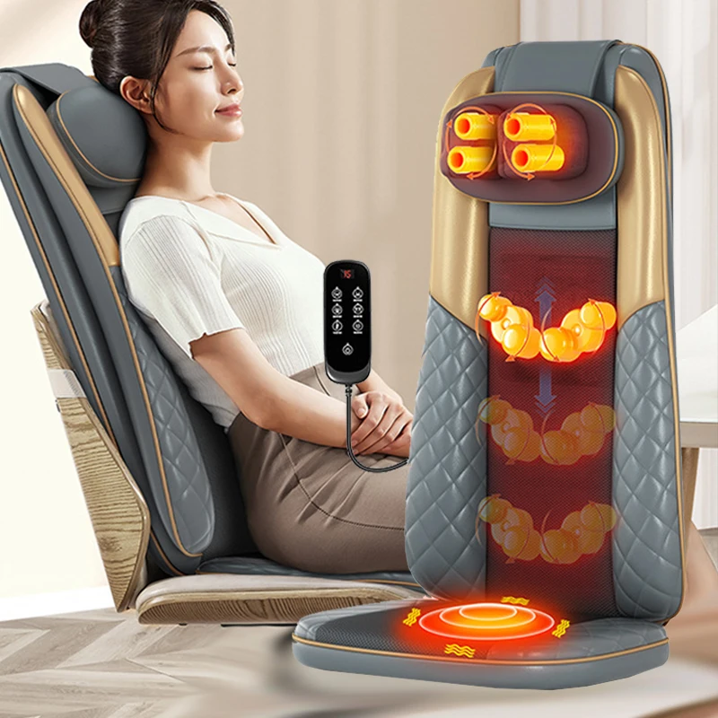 Electric Massage Chair Cushion Heating Vibrator Home/Office/Car Lumbar Neck Mattress PainRelief Heating Massage Muscle Stimulato