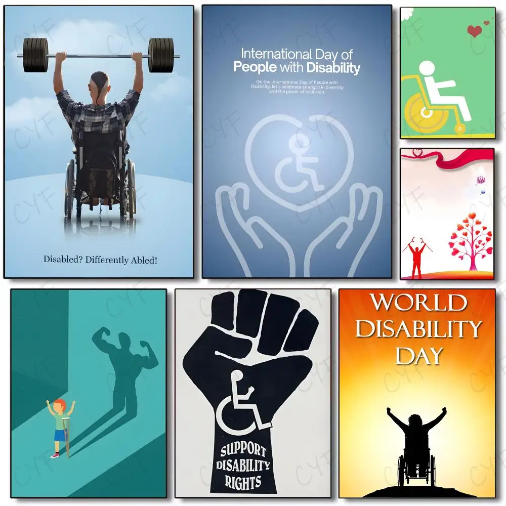 Event Holiday World Disabled Day Poster Painting Wall Art Mural for Living Room Home Decor and Gifts