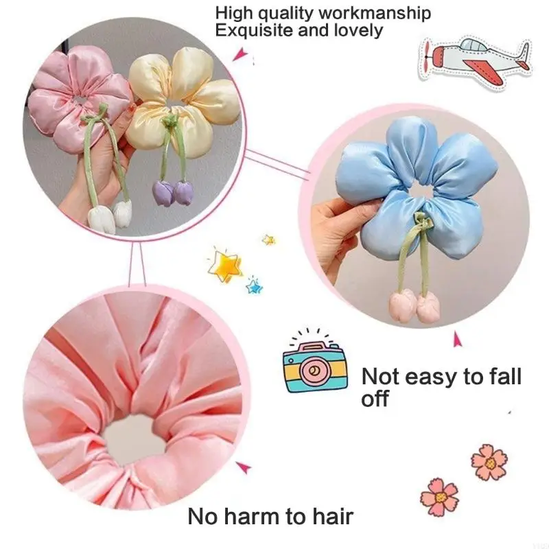 어린이 꽃 머리 활 꽃 스크 런치 부드러운 탄성 머리 넥타이 여자 액세서리
