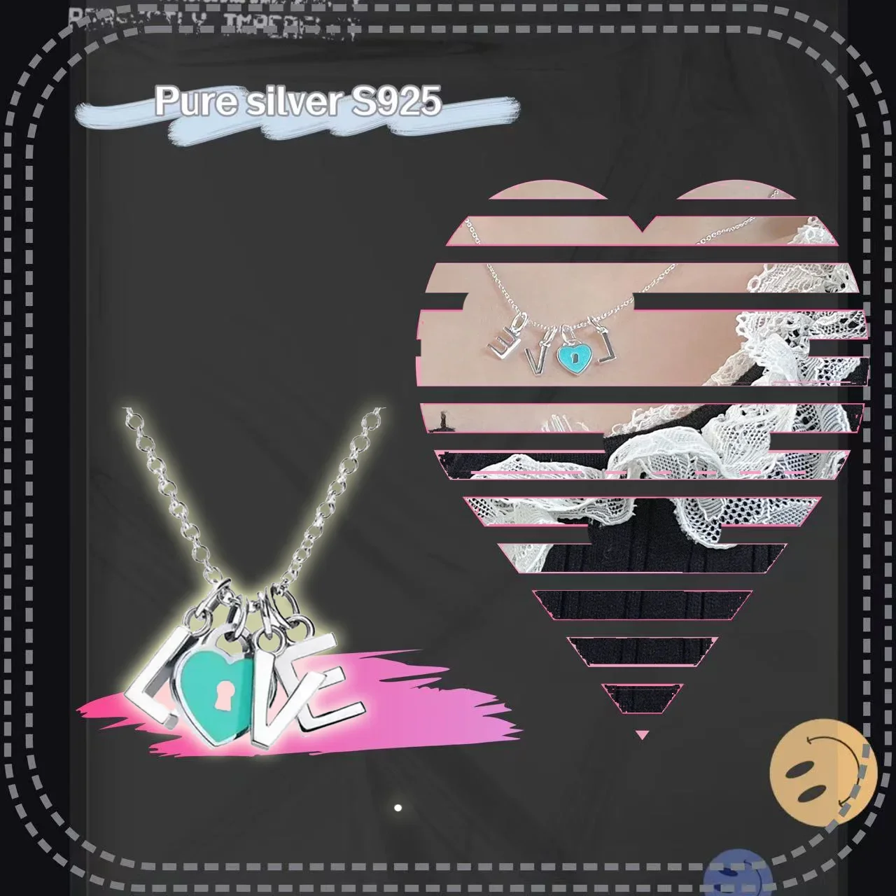 

Pure silver S925 women's jewelry expressing LOVE necklace design for Valentine's Day and holiday wearing gift selection