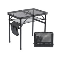 Grid Portable Folding Table with Height Adjusting Legs Outdoor Camping Barbecue Table Camping Table For BBQ Travel Car 캠핑 테이블