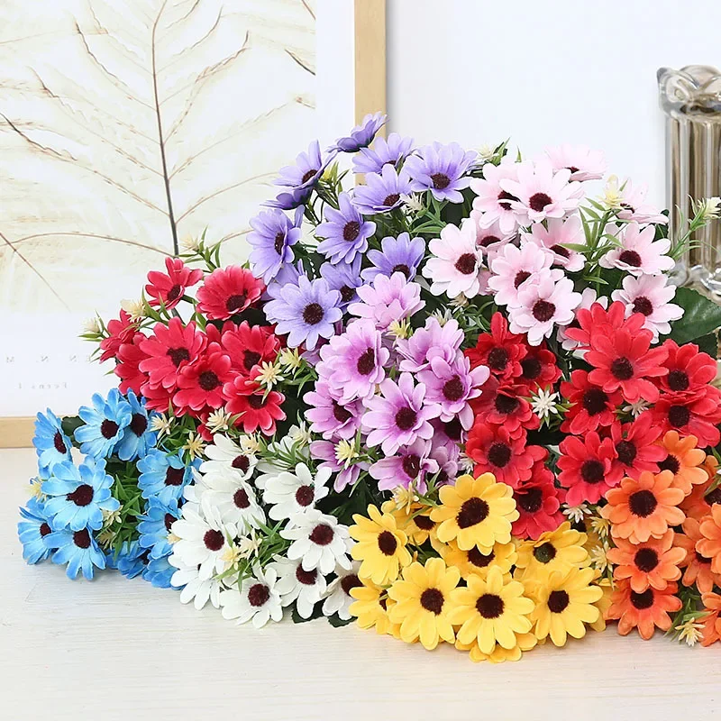 Artificial Flowers Small Daisies Silk flowers Fake Flowers Bridal Wedding Decoration Bouquet Home Garden Shooting Decoration