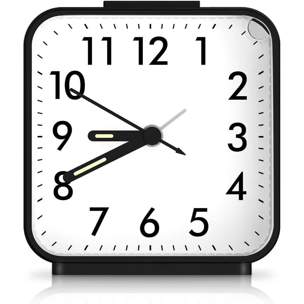 

Simulated alarm clock, non ticking desk clock with illuminated pointer and large screen, silent bedside alarm clock