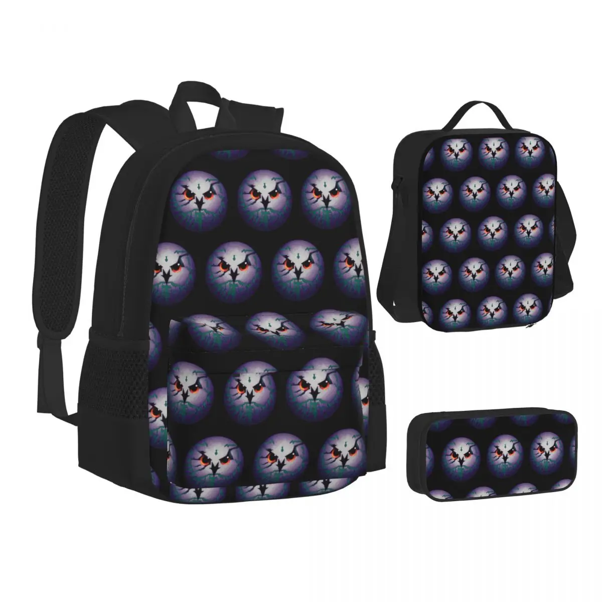 

Amiga Psygnosis Owl Backpacks Boys Girls Bookbag Students School Bags Kids Rucksack Lunch Bag Pen Bag Three-Piece Set