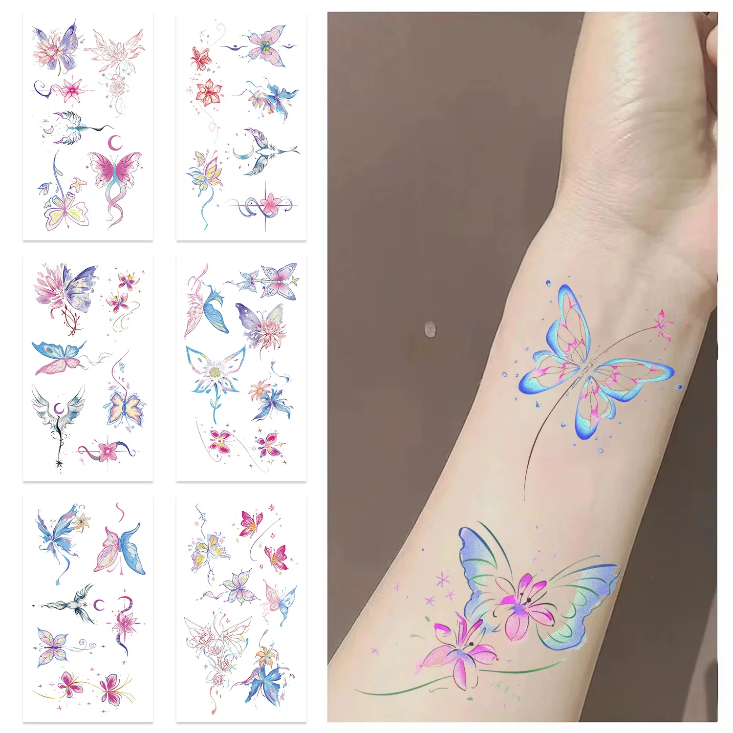 10Pcs/set Glitter Butterfly Temporary Tattoo Stickers Cute Butterfly Tattoos Stickers Waterproof Funny For Party Gift