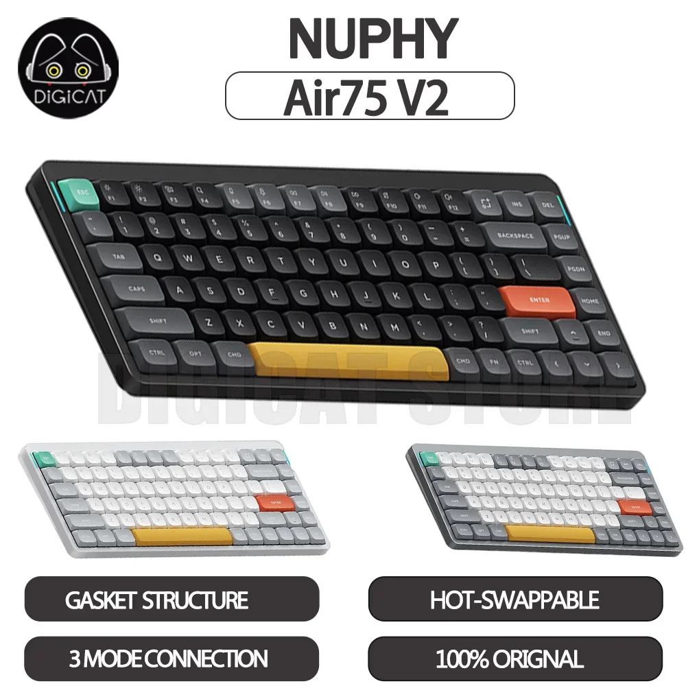 NuPhy Air75 V2 Mechanical Keyboard 3Mode USB/2.4G/Bluetooth Wireless Keyboard Gasket Hot-Swap Customized Low Shaft Keyboard Gift