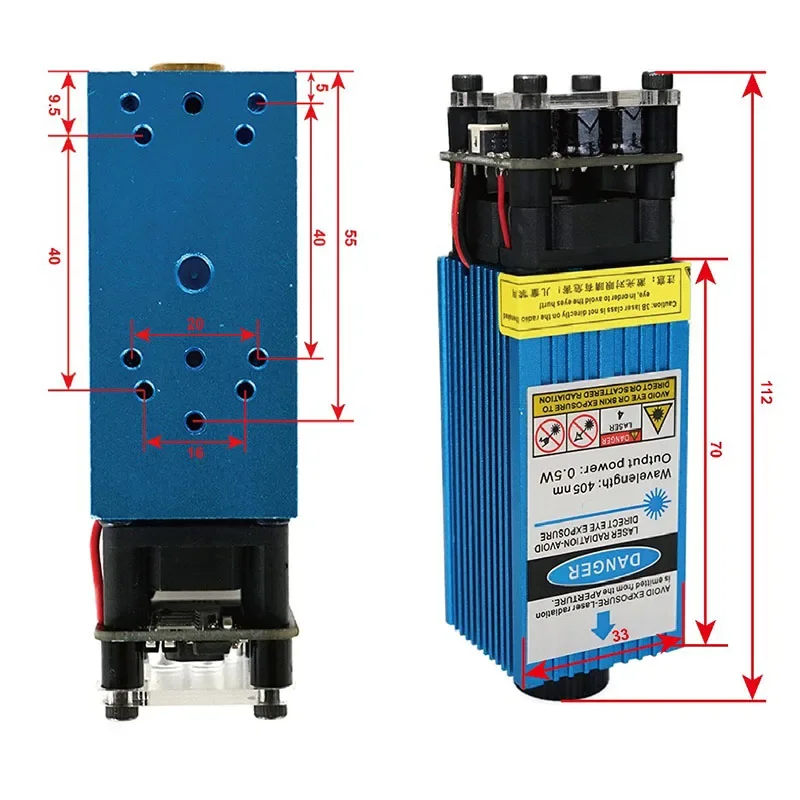 Luce blu 450nm 0.5W 2.5W 3.5W 5.5W 15W testa Laser incisione metallo legno acrilico per macchina per incisione Laser strumenti testa Laser