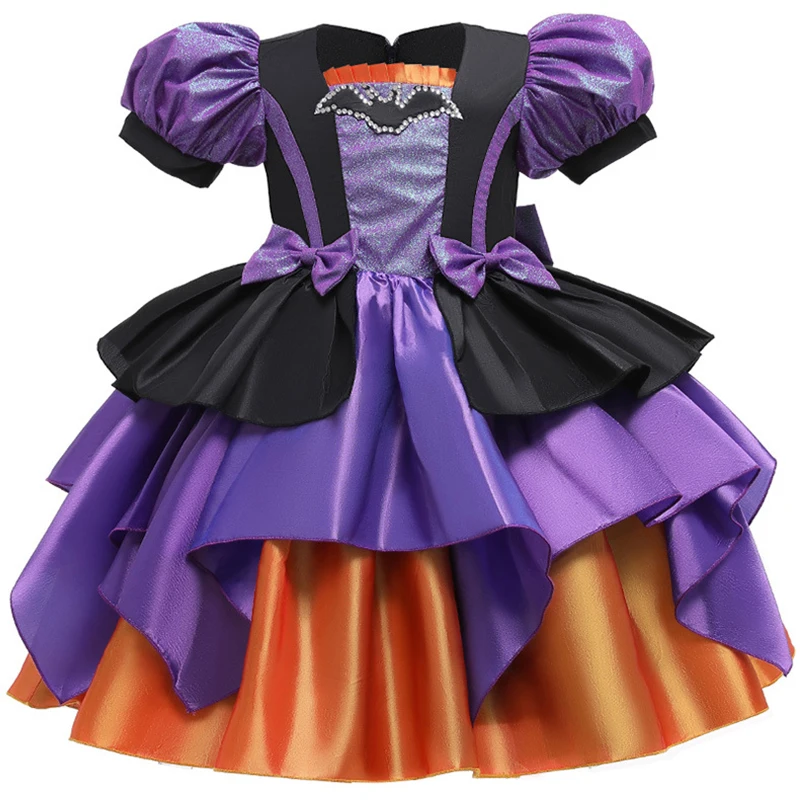 

Children's Witch Halloween Costume Cosplay Pumpkin Dress Girl Princess Dress Vampire Role-play Birthday Girls Party Dresses