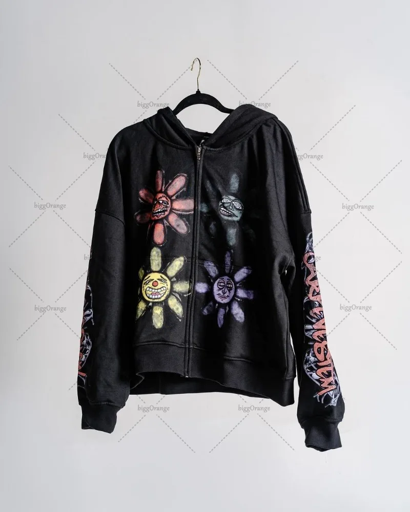 Hip-hop Straße Trend Marke Übergroßen Sweatshirt Gothic Punk Stil Brief Drucken Zipper Hoodie Männer Harajuku Stil Casual Jacke