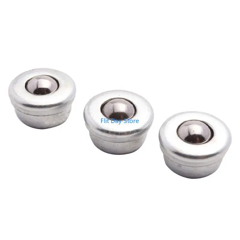 F92C 10 Pcs Steel Conveyor Ball Silver Transfer Bearing Unit Roller 360° Rotatable Small Flat Round Eye Conveying Ball