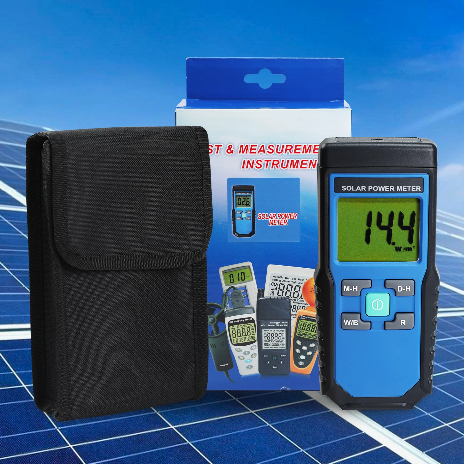 Digital Portable Solar Power Meter BTU W/M2 Radiation Energy Cell Tester Taiwan Made for Meteorology Solar Research