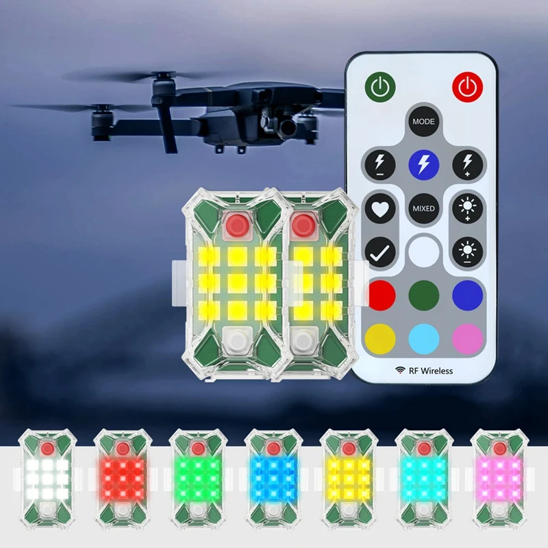 Wireless Rechargeable LED Strobe Lights With Remote Control Waterproof For Motorcycle Bike Car Drone Aircraft