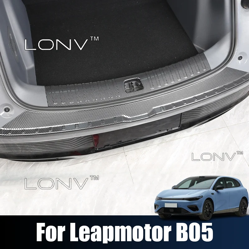 For Leapmotor B05 LAFA 5 2026 2027 Car ABS Carbon fiber pattern Trunk Guard Car Door Sill Welcome Pedal Rear Guard  Accessories