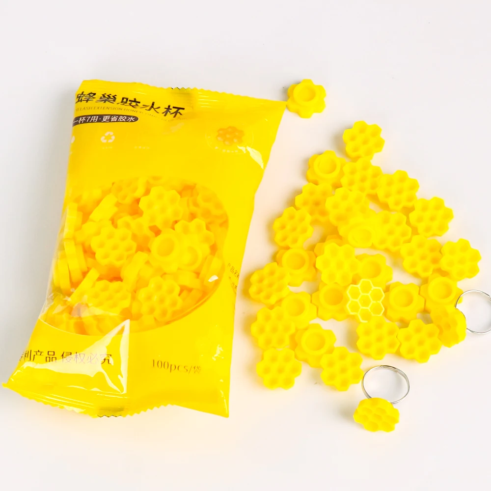 

100Pcs Honeycomb Shaped Eyelash Extension Glue Cup Grafting Eyelashes Auxiliary Makeup Tool Lash Art Applicator Supplies