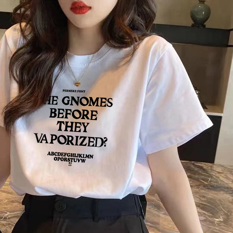 Summer New Loose Cotton Short Sleeve White T-Shirt Korean Style Printed Letter round Neck Top Trendy Body Shirt for Women
