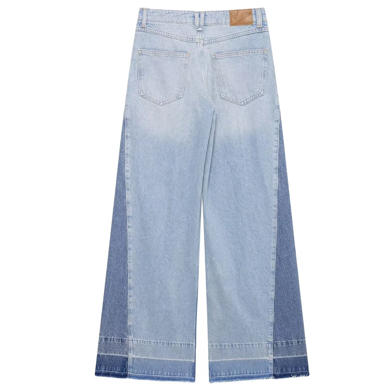 HXAO Luźne Jeansy Damskie Spodnie Jesień 2025 Oversize'owe Szerokie Jeansy Plus Size z Wysokim Stanem, Łączone Spodnie, Spodnie Streetwear