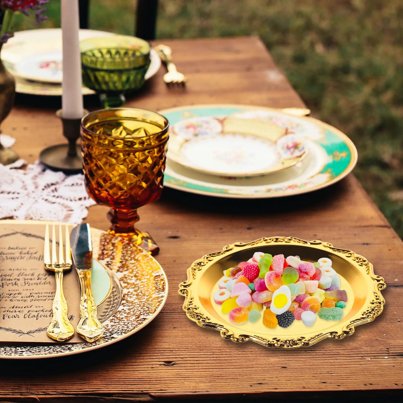 

Snack Tray Iron Made Multi-Function Dessert Plate For Dry Fruits Candy Chocolate Storage Decorative Serving Tray Kitchen