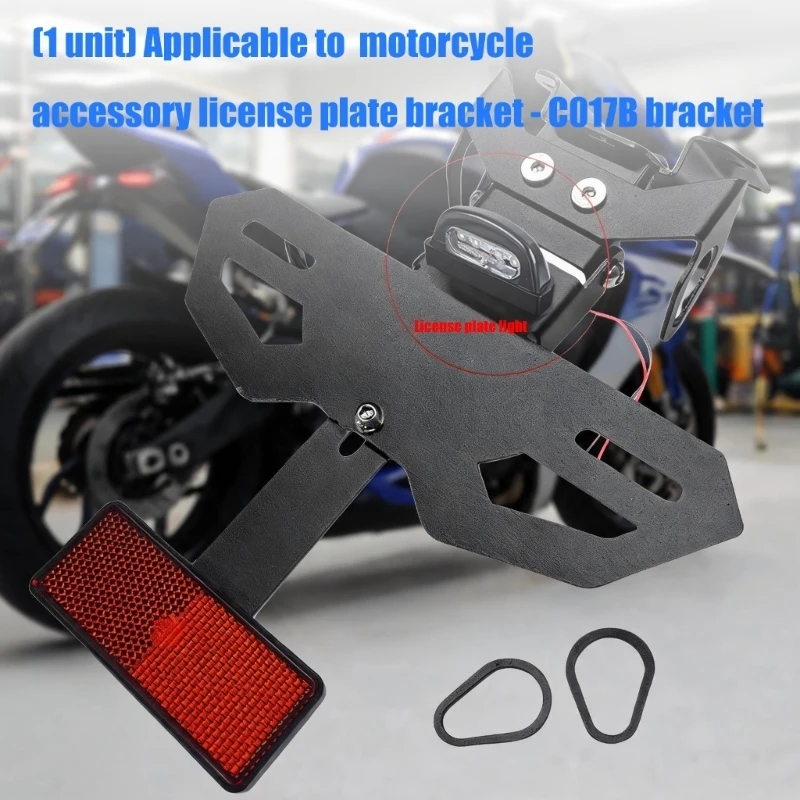 Bike-Specific Tail Tidy License Plate Bracket, Metal Rear Mount with Slotted Plate Panel and Stable Base Layout X37F
