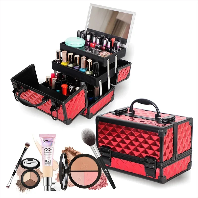 2024 New Brand Makeup Box Artist Professional Beauty Cosmetic Cases Makeup Bag Tattoo Nail Multilayer Toolbox Storage Bag Luxury