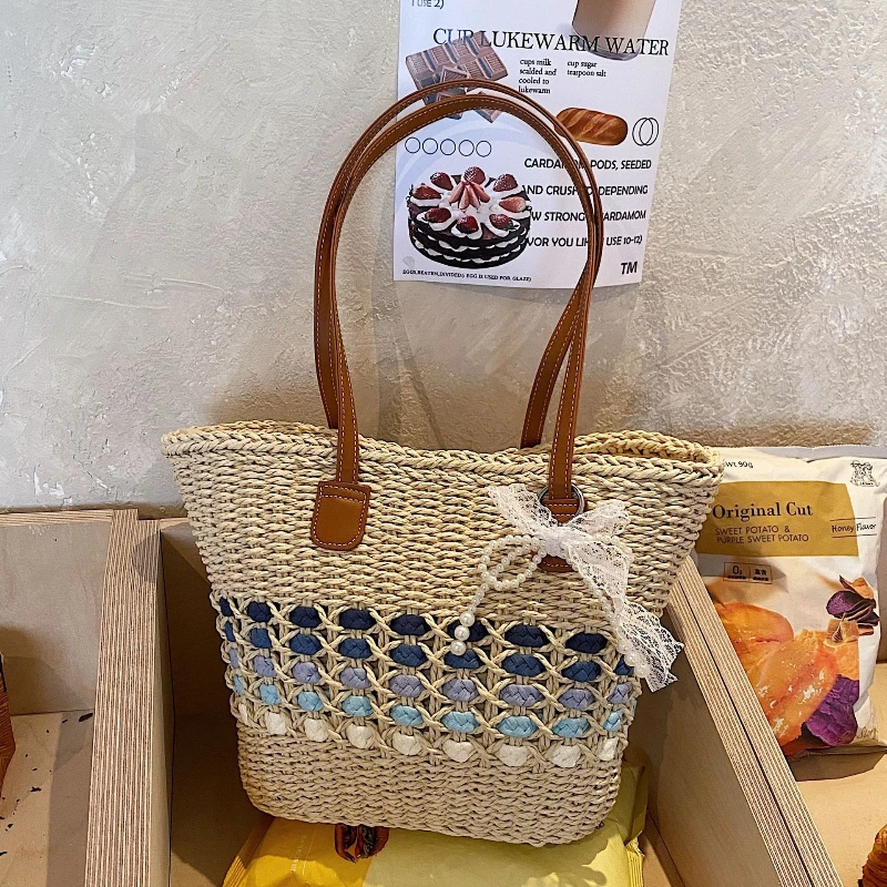 

New Fashion Large Capacity Straw Shoulder Bag Women Simple Beach Bag Fashionable and Versatile Tote Bags for Vacation Travel