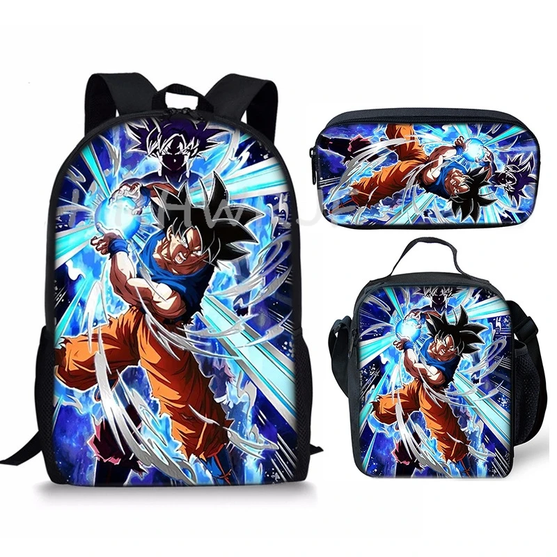 Mochila Dragon Ball com 3 peças, mochila escolar de anime para meninas, meninos, estudantes, mochila infantil com capacidade para crianças