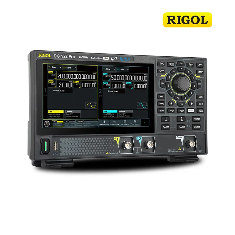 RIGOL Super Light Function / Arbitrary Waveform Generator DG900 Pro,2 Channel 1.25Gsa/s,70 -200 MHz With 7inch touchscreen