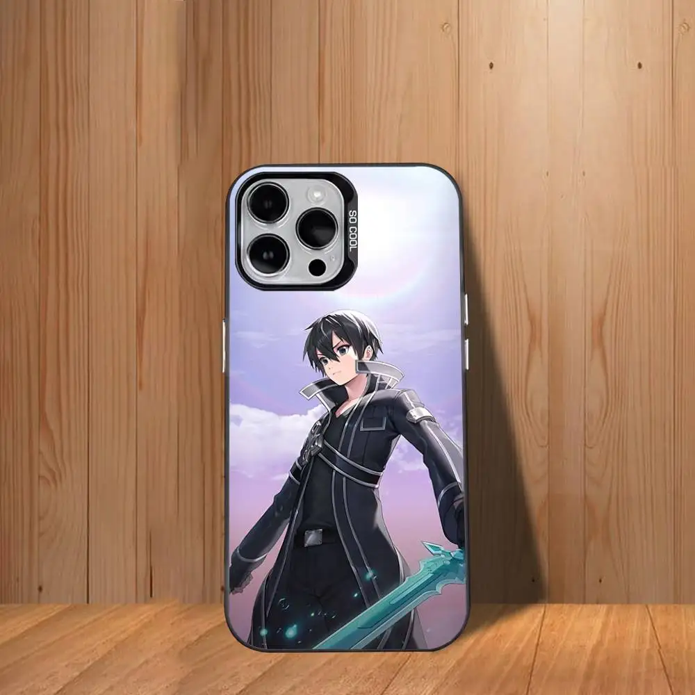 حافظة هاتف Sword Art O-Online SAO Kirigaya لهاتف iPhone 17,16,15,14,13,12,11,Mini,Pro,SE,MAX غطاء أبيض غير لامع مقاوم للصدمات