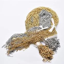 Wholesale 30pcs Gold color 2.4mm Stainless Steel Rice grain chain Necklaces DIY Jewelry 40+5cm Chains Suit Bulk Sale Accessories