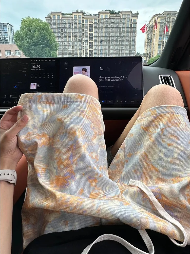 

Мужские летние шорты с принтом тай-дай для активного отдыха, с высокой талией, в уличном стиле, парные, широкие, длиной до колена, из полиэфирного волокна