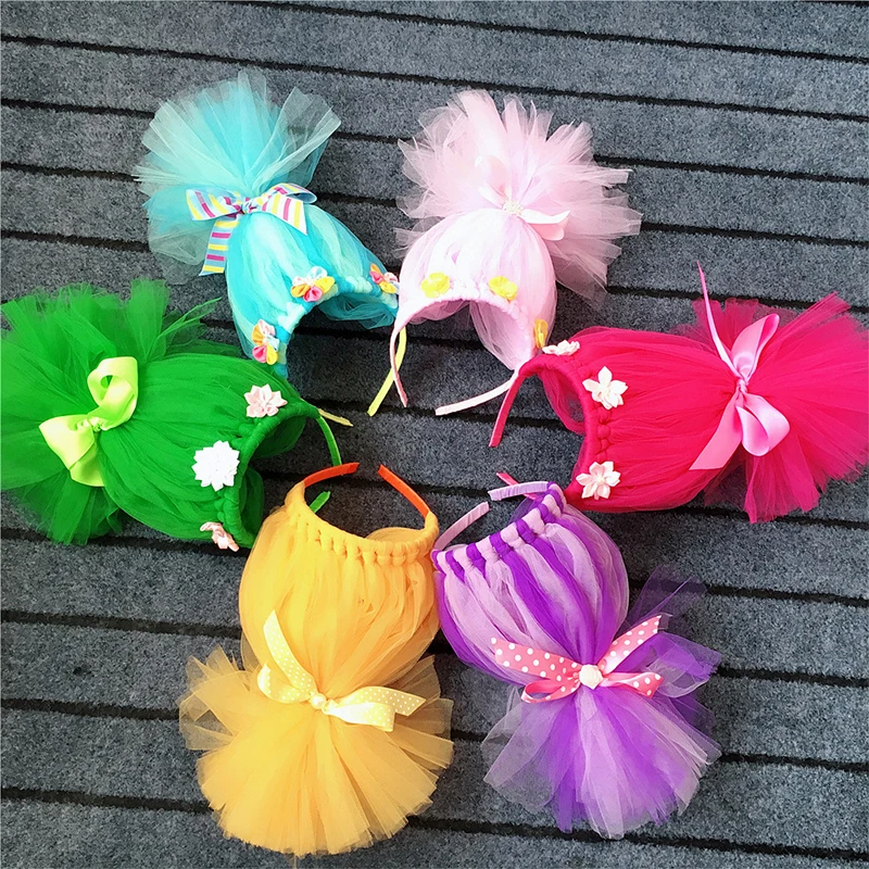 Trolls Princess Tulle Headband para crianças, acessórios de cabelo para bebês, festa de aniversário, presentes de Halloween para criança