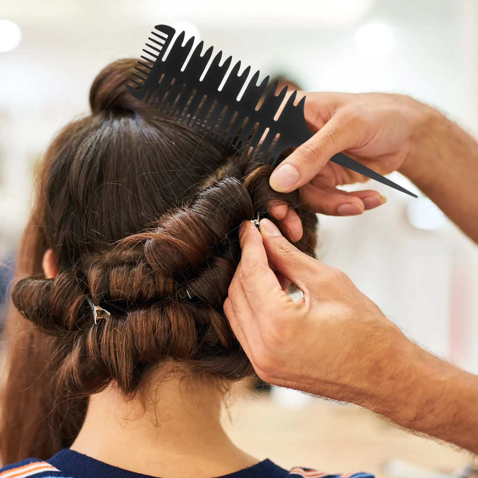 

2 Pcs Artistic Styling Comb Combs for Highlighting Fishbone Barber Dyeing Women Plastic