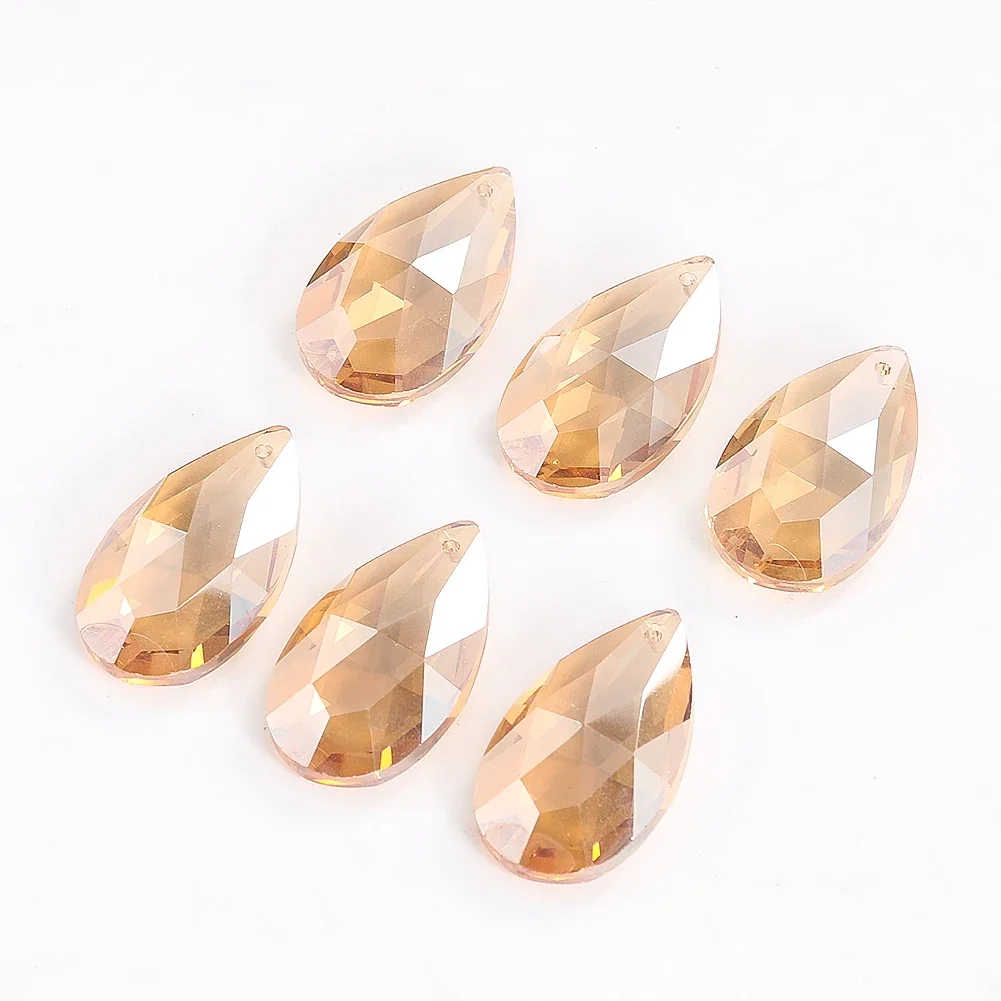 Champagne Color Teardrop Pear-shaped Crystal DIY Jewelry Hairpin Loose Beads Pendant Door Curtains Lamps Sun Catcher Accessories