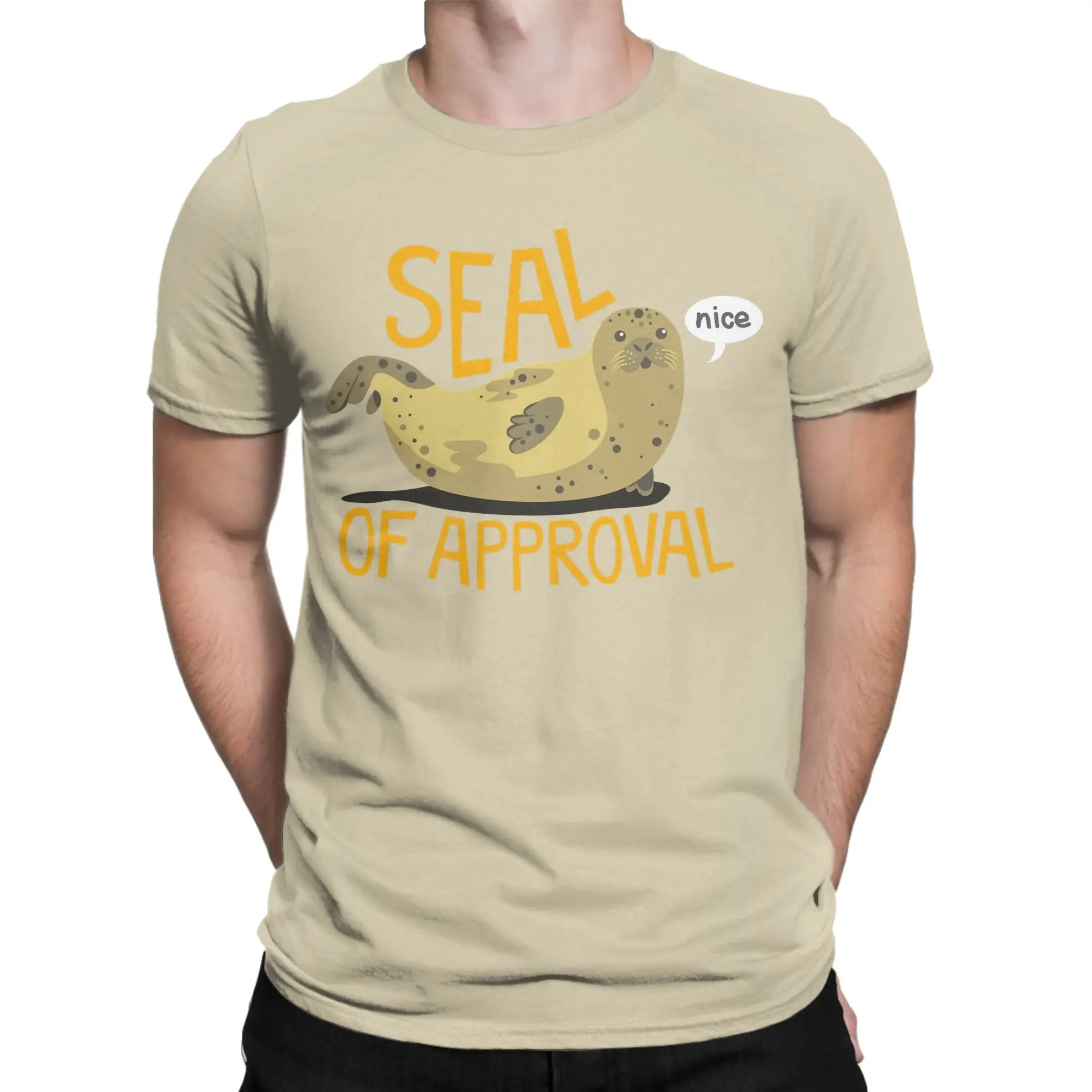 Casual Seal of Approval Neil the Seal T-Shirt Men Crewneck Cotton T Shirt  Short Sleeve Tee Shirt Plus Size Clothing