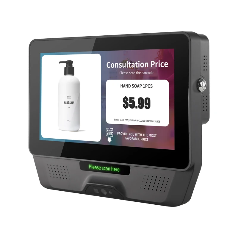 7Inch Android Price Checker Terminal Touch Screen Wall‑Mount Self‑Service Barcode Price Query Kiosk with POE 2D Scanner