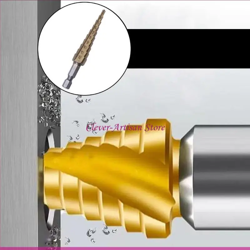 E06B HSS Cocted Step Stage Spet 1/4 "шестнадцатеричный хвостовик 3-12 мм режущий инструмент
