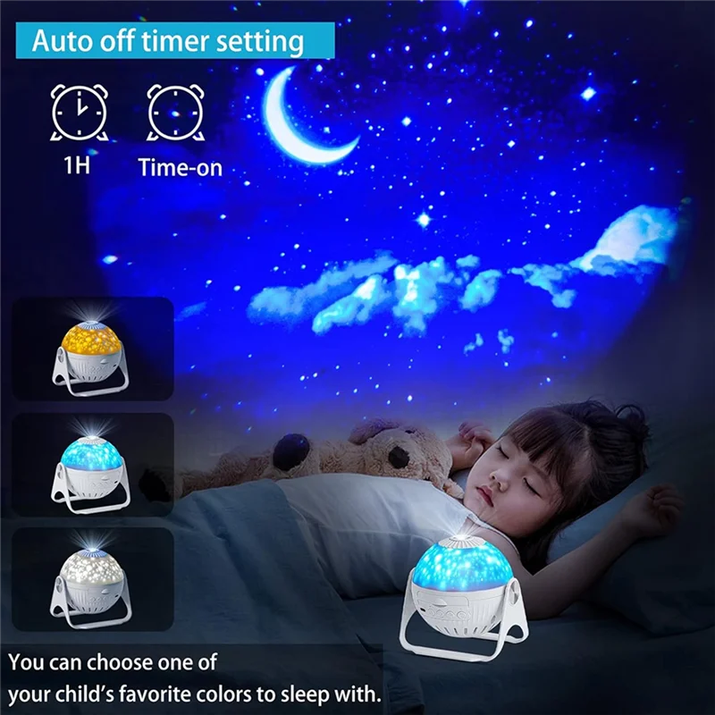 M11K-Starry Night Light Projector For Kids Galaxy LED Planetarium Projection Lamp 360° Rotating Birthday Co-Ordination Gift